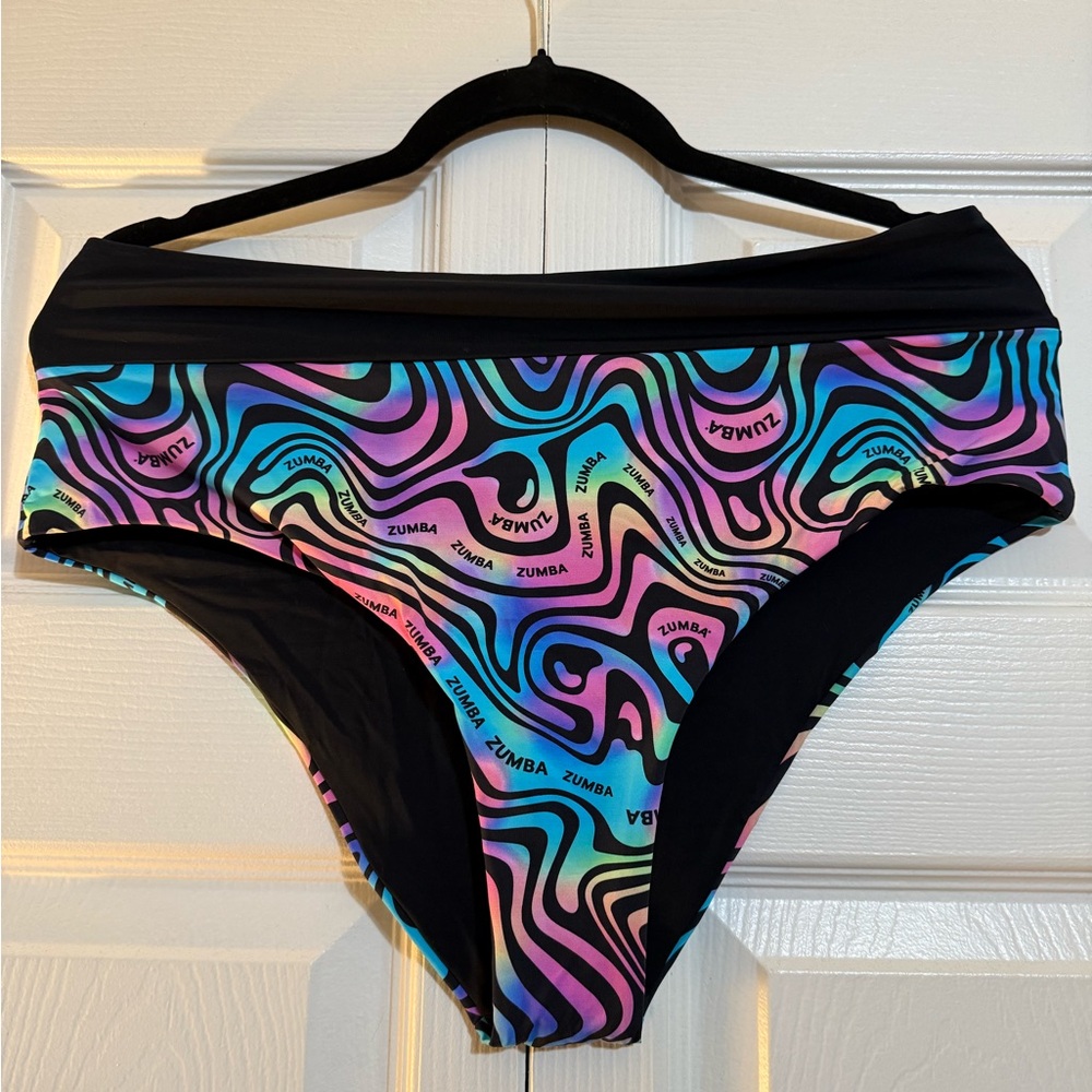 Zumba Fitness Black and Multicolor Bikini Bottom